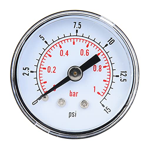 Manometer, Manometer-Rückanschluss, Mechanischer Manometer Für Luft, Öl, Wasser, 1/8 Zoll BSPT-Rückanschluss(0-15psi,0-1bar) von MUNEFE