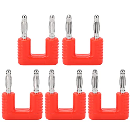 Munefe 5PCS J.20004 Bananenstopfenabstand, 19mm kupfergepackter Spitze Bananenstopfen, Schraubspitze Bananen -Stecker Clips (Rot) von MUNEFE