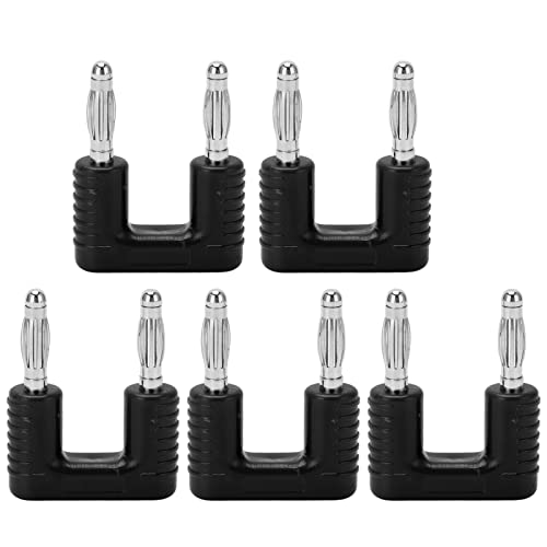 Munefe 5PCS J.20004 Bananenstopfenabstand, 19mm kupfergepackter Spitze Bananenstopfen, Schraubspitze Bananen -Stecker Clips (Schwarz) von MUNEFE