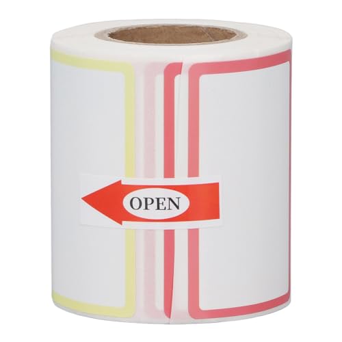 Munefe Thermal Sticker Labels, Thermal -Etikett -Druckerpapier, selbstklebende Wärmeetiketten für die Verwendung in der Home Office School (1 Roll 220 Blatt 50 x 30 mm) (4 Colors Frame) von MUNEFE
