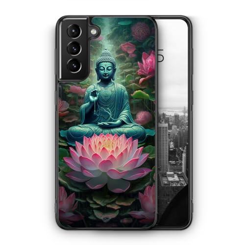 Buddha Statue - Silikon Hülle für Samsung Galaxy S21 - Schöne Blumen Buddha Schutzhülle Handyhülle Case Cover von MUNIQASE