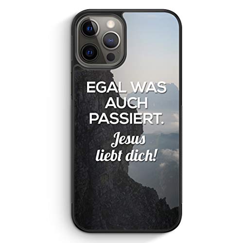 MUNIQASE Egal was auch passiert - Jesus liebt Dich - Silikon Hülle für iPhone 12 Pro - Motiv Design Christlich Religion Jesus Schön - Cover Handyhülle Schutzhülle Case Schale von MUNIQASE