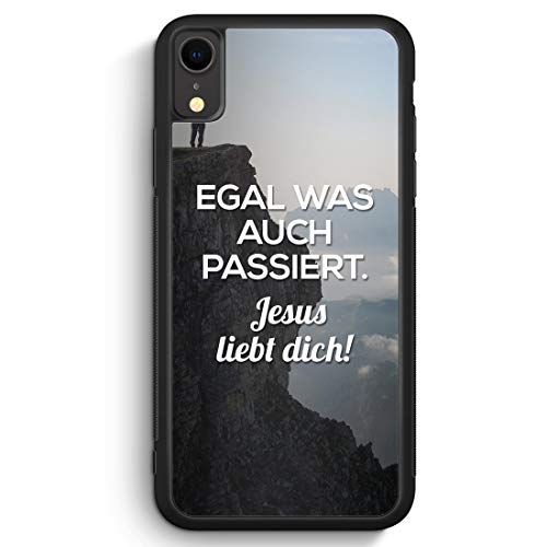 MUNIQASE Egal was auch passiert - Jesus liebt Dich - Silikon Hülle für iPhone XR Cover - Motiv Design Christlich Religion Jesus Schön - Handyhülle Schutzhülle von MUNIQASE