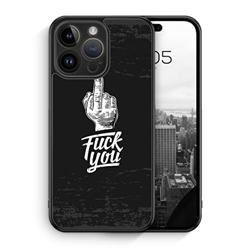 MUNIQASE F*ck You Mittelfinger - Silikon Hülle für iPhone 14 Pro - Spruch Lustige Witzige Humorvolle Komische Spaßige Englische Coole Lässige Freche Gemeine Fiese Schutzhülle Handyhülle Case Cover von MUNIQASE