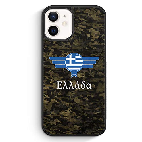 MUNIQASE Hellas Griechenland Camouflage mit Schriftzug - Silikon Hülle für iPhone 12 - Motiv Design Militär Military - Cover Handyhülle Schutzhülle Case Schale von MUNIQASE