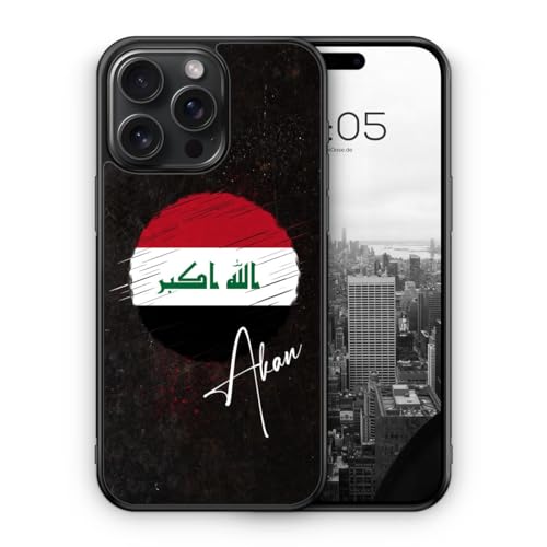 MUNIQASE Irak mit Wunschname - Silikon Hülle für iPhone 15 Pro Max - Personalisierte Wunschname Irakische Schutzhülle Handyhülle Case Cover von MUNIQASE