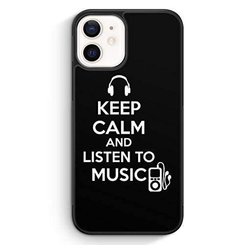 MUNIQASE Keep Calm and Listen to Music - Silikon Hülle für iPhone 12 - Motiv Design Spruch Cool Musik - Cover Handyhülle Schutzhülle Case Schale von MUNIQASE