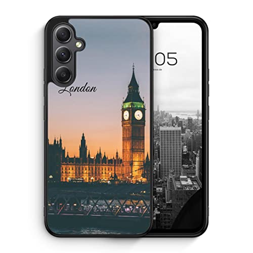 MUNIQASE London Big Ben Schriftzug - Silikon Hülle für Samsung Galaxy S24 FE - Britische Englische Sehenswürdigkeiten Schöne Städte Schutzhülle Handyhülle Case Cover von MUNIQASE