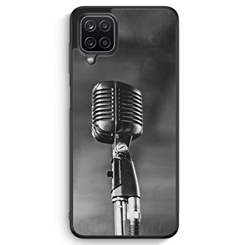 MUNIQASE Mikrofon Foto - Silikon Hülle für Samsung Galaxy A12 - Motiv Design Schön Musik Singen - Cover Handyhülle Schutzhülle Case Schale von MUNIQASE