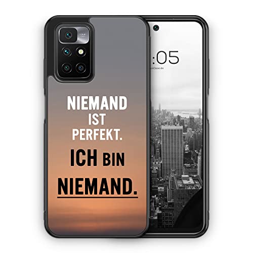 MUNIQASE Niemand Ist Perfekt - Ich Bin Niemand - Silikon Hülle für Xiaomi Redmi Note 11 11S - Motiv Design Spruch Cool Lustig Witzig - Cover Handyhülle Schutzhülle Case Schale von MUNIQASE