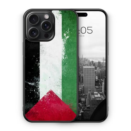 MUNIQASE Palästina Grunge - Silikon Hülle für iPhone 15 Pro - Palästinensische Schutzhülle Handyhülle Case Cover von MUNIQASE