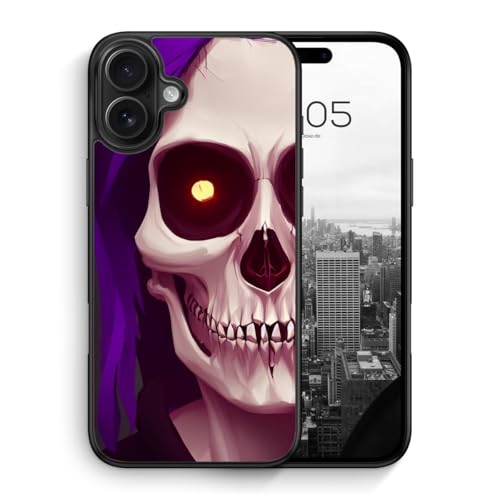 MUNIQASE Skull Girl - Silikon Hülle für iPhone 16 - Halloween Gruselige Horror Coole Schöne Schutzhülle Handyhülle Case Cover von MUNIQASE