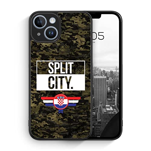 MUNIQASE Split City Camouflage Kroatien - Silikon Hülle für iPhone 14 - Kroatische Camouflage Städte Schutzhülle Handyhülle Case Cover von MUNIQASE