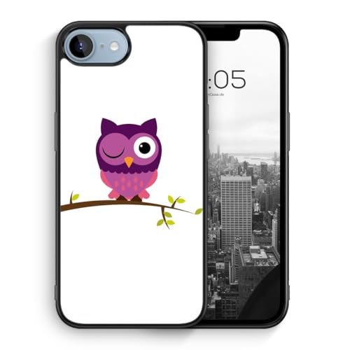 MUNIQASE Süße Lila Eule - Silikon Hülle für iPhone 16e - Tier Eulen Vogel Schöne Süße Fraune Damen Mädchen Schutzhülle Handyhülle Case Cover von MUNIQASE