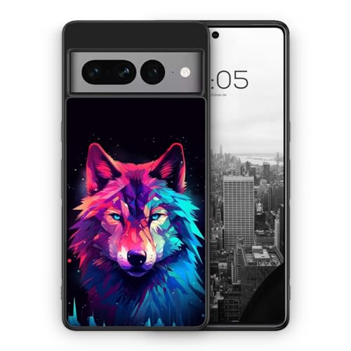 Neon Wolf - Silikon Hülle für Google Pixel 8 - Coole Schöne Tier Wolf Schutzhülle Handyhülle Case Cover von MUNIQASE