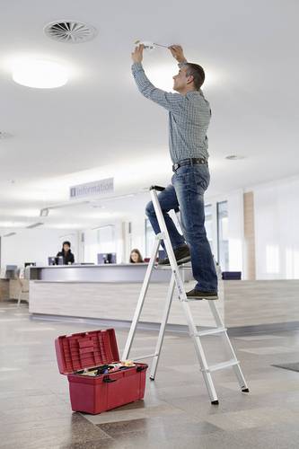 Günzburger Steigtechnik MUNK 11227 Aluminium Stufen-Stehleiter Arbeitshöhe (max.): 3.75m Silber 9. von MUNK Günzburger Steigtechnik