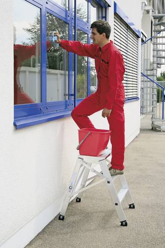 Günzburger Steigtechnik MUNK 50007 Aluminium Treppe fahrbar, klappbar Arbeitshöhe (max.): 3m Silbe von MUNK Günzburger Steigtechnik