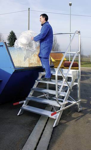 Günzburger Steigtechnik MUNK 50022 Aluminium Treppe fahrbar Arbeitshöhe (max.): 3m Silber 38kg von MUNK Günzburger Steigtechnik