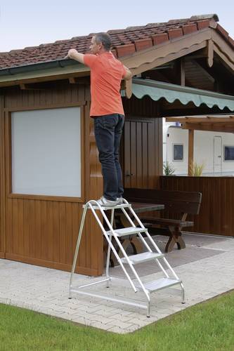 Günzburger Steigtechnik MUNK 50052 Aluminium Treppe fahrbar Arbeitshöhe (max.): 3m Silber 10.5kg von MUNK Günzburger Steigtechnik