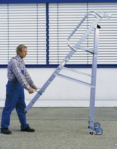 Günzburger Steigtechnik MUNK 51089 Aluminium Stufen-Stehleiter fahrbar Arbeitshöhe (max.): 4.1m Si von MUNK Günzburger Steigtechnik