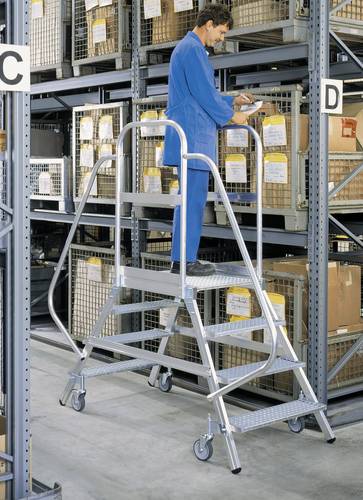Günzburger Steigtechnik MUNK 51205 Aluminium Podestleiter Arbeitshöhe (max.): 3.2m Silber 55kg von MUNK Günzburger Steigtechnik