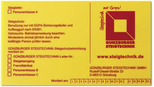 MUNK Günzburger Steigtechnik 19007 Kennzeichnungsschild für Steigschutzeinrichtung f. Steigschutz von MUNK Günzburger Steigtechnik