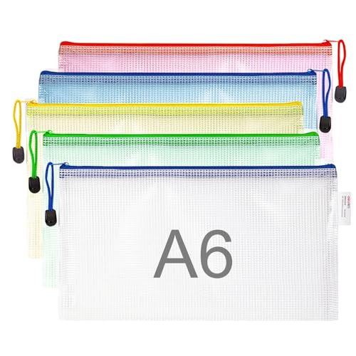 MUNSKT 5-stückige Handtaschen aus Kunststoff, A6, Reißverschluss, durchsichtig, für Akten, Puzzle, Kosmetik, Kreuzstich, ideale Aufbewahrung für Büro, Zuhause und Schulreise MUNSKT 5-stückige Handtaschen aus Kunststoff, A6, Reißverschluss, durchsichtig, für Akten, Puzzle, Kosmetik, Kreuzstich, ideale Aufbewahrung für Büro, Zuhause und Schulreise von MUNSKT