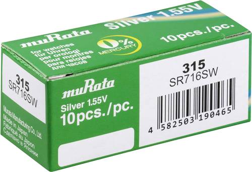 Murata Knopfzelle 315 1.55V 10 St. 23 mAh Silberoxid SR716SW-PBWW von MURATA