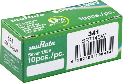 Murata Knopfzelle 341 1.55V 10 St. 15 mAh Silberoxid SR714SW-PBWW von MURATA