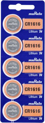 Murata Knopfzelle CR 1616 3V 5 St. 60 mAh Lithium CR1616-BEABAE von MURATA