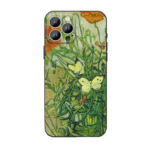 MURLEBAY Kompatibel mit iPhone 16 Pro Max Hülle, Schmetterlinge und Mohnblumen von Van Gogh Floral Phone Case, Flexible TPU Slim Protective Phone Cover MURLEBAY Kompatibel mit iPhone 16 Pro Max Hülle, Schmetterlinge und Mohnblumen von Van Gogh Floral Phone Case, Flexible TPU Slim Protective Phone Cover von MURLEBAY