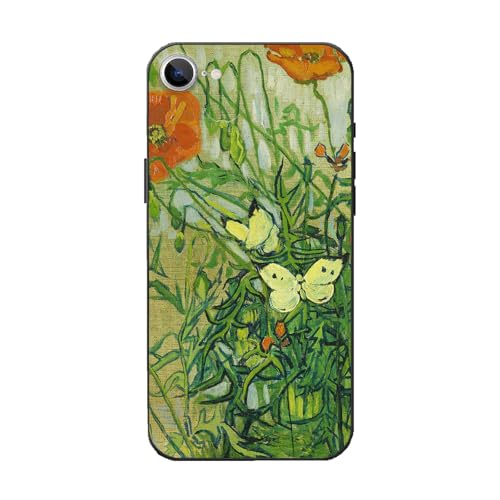 MURLEBAY Kompatibel mit iPhone 16e Hülle, Schmetterlinge und Mohnblumen von Van Gogh Floral Phone Case, Flexible TPU Slim Protective Phone Cover MURLEBAY Kompatibel mit iPhone 16e Hülle, Schmetterlinge und Mohnblumen von Van Gogh Floral Phone Case, Flexible TPU Slim Protective Phone Cover von MURLEBAY