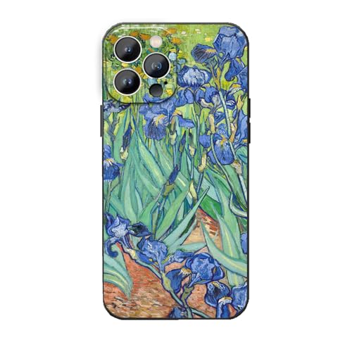 MURLEBAY Schutzhülle für iPhone 15 Pro für Frauen, Iris von Van Gogh Lila Blumenmalerei Berühmte Kunst Handyhülle Weiche TPU Slim Schutzhülle für iPhone 15 Pro von MURLEBAY