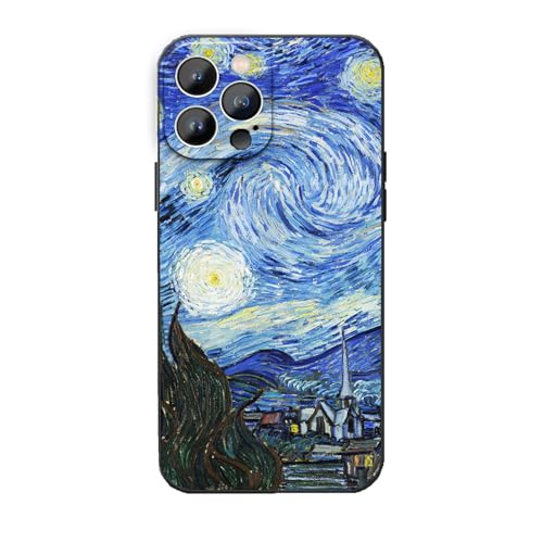MURLEBAY Starry Night iPhone 15 Pro Hülle, Van Gogh Handyhülle für Mädchen Jungen Frau Mann, Berühmte Kunst Ästhetisch Dünn Weich Stoßfest Schutzhülle für iPhone 15 Pro von MURLEBAY