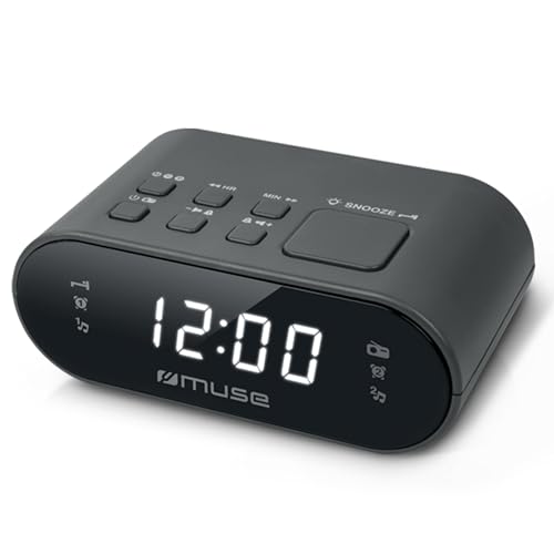 M-10 CR Radiowecker mit LED-Display, Zwei Weckzeiten | dimmbar | 20 Sendespeicher | FM Tuner | Schwarz von MUSE