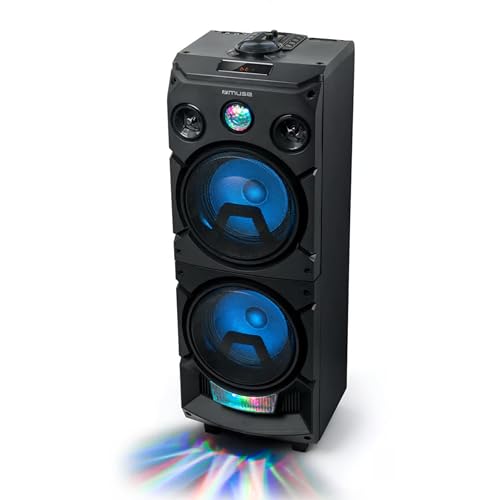 MUSE M-1935 DJ Bluetooth Party Lautsprecher mit Akku und Lichteffekten (USB, AUX) 400 W Schwarz von MUSE