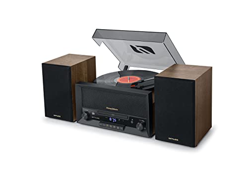 MUSE MT-120 MB Stereo-Mikrosystem mit Lautsprechern, Plattenspieler, Radio, Bluetooth, USB, AUX, CD Holz/Schwarz von MUSE