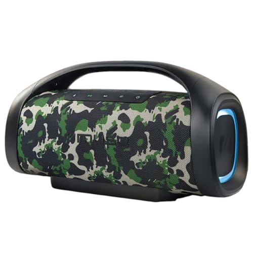 MUSE 300 Watt Camouflage tragbarer Bluetooth Lautsprecher, Splash-Proof, schwarz, mit farbwechselnden LED-Lichtern, Wireless und Stereo Pairing, ideal für Outdoor, Wassergeschützt (IPX6) von MUSE