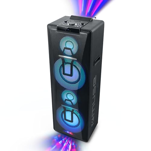Muse DJ-Party-Box, Bluetooth-Lautsprecher, CD-Player (M-1990 DJ) Stereo-Pairing, Farbwechsel-Lichter, Gitarreneingang, tragbar, 1000 Watt von MUSE