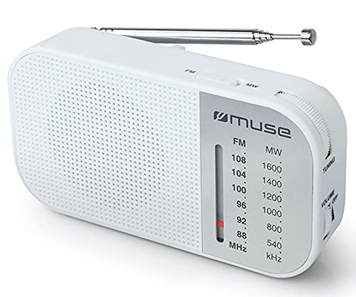 Muse M-025 RW Weiß, analog, Am/FM, tragbar, mit integriertem Lautsprecher, ausziehbarer Antenne von MUSE