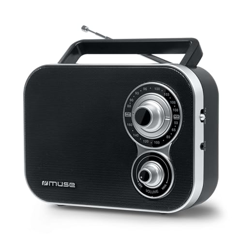 Muse M-051R tragbares Retro-Radio, UKW und MW, Netz - und Batteriebetrieb, Teleskopantenne, AUX-In - schwarz von MUSE