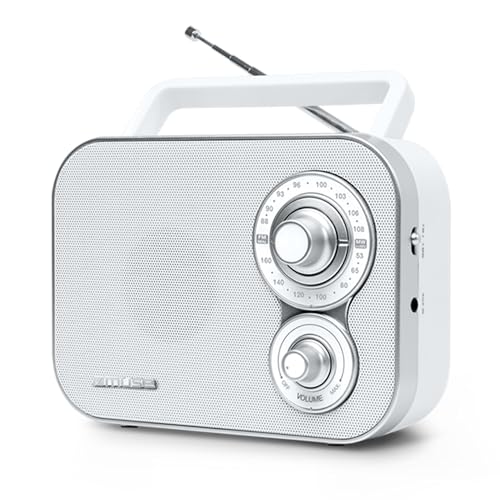 Muse M-051RW tragbares Retro-Radio, UKW und MW, Netz- und Batteriebetrieb, Teleskopantenne, AUX-In, weiß von MUSE