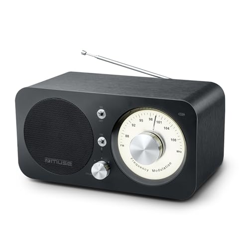 Muse M-095 BT Bluetooth Retro-Radio mit UKW Tuner, NFC und USB-Ladeanschluss (Teleskop-Antenne, AUX), schwarz von MUSE