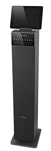 Muse M-1350 BTC Bluetooth Lautsprecher Tower mit integriertem Subwoofer (CD/MP3-Player, FM PLL Radio, Weckfunktion, NFC, Fernbedienung, 120 Watt, Holzgehäuse, USB, AUX-In, Audio-In) schwarz von MUSE