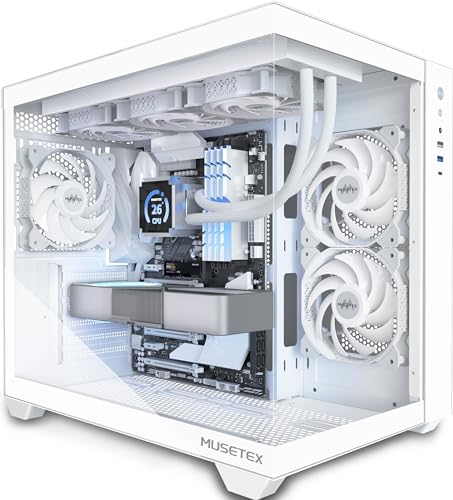 MUSETEX PC Gehäuse ATX,3 Non-LED-Lüfter vorinstalliert,y6w von MUSETEX