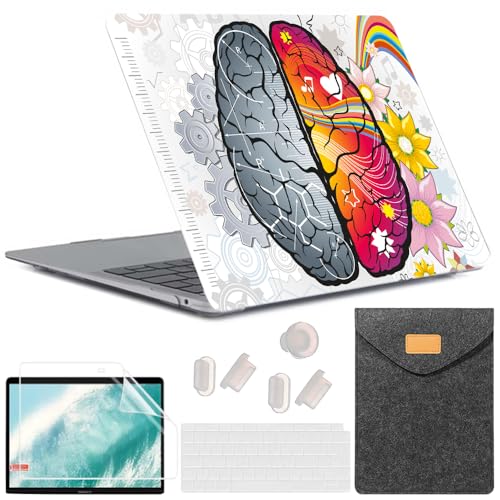 MUSHUI 5 in 1 für MacBook Air 13 Zoll Hülle (Alte Version: 2010–2017 Release), Modelle: A1466 / A1369, Kunststoff Hartschalenhülle mit Laptop Tasche für Mac Air 13, Kreatives Gehirn 6 von MUSHUI