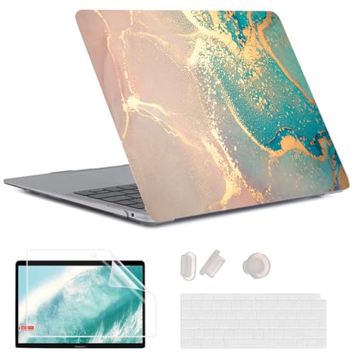MUSHUI 5 in 1 für MacBook Air 13 Zoll Hülle (Alte Version: 2010–2017 Release), Modelle: A1466 / A1369, Kunststoff Hartschalenhülle mit Laptop Tasche für Mac Air 13, Marmor 5 von MUSHUI