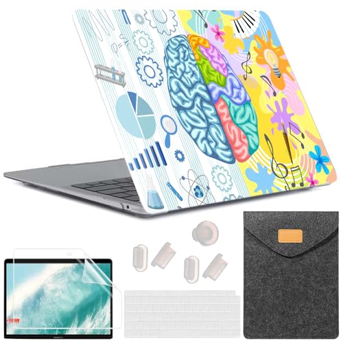 MUSHUI 5 in 1 für MacBook Air 13 Zoll Hülle 2020–2018 M1 A2337 A2179 A1932 mit Retina Display, Robuste Schutzhülle aus Kunststoff & Laptop Tasche & & Displayschutzfolie, Kreatives Gehirn 7 von MUSHUI