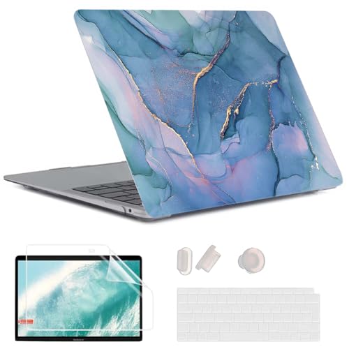 MUSHUI 5 in 1 für MacBook Air 13 Zoll Hülle 2020–2018 M1 A2337 A2179 A1932 mit Retina Display, Robuste Schutzhülle aus Kunststoff & Laptop Tasche & & Displayschutzfolie, Marmor 13 von MUSHUI