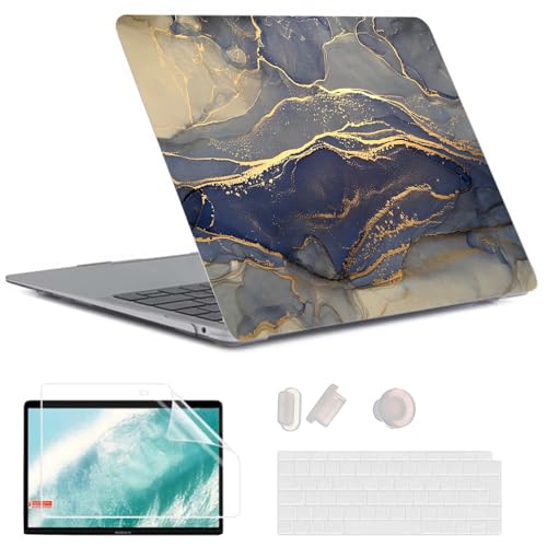 MUSHUI 5 in 1 für MacBook Pro 16 Zoll Hülle 2024 2023 2022 2021 Release M3 A2991 M2 A2780 M1 A2485 Pro Max, Kunststoff Hartschalenhülle & Tastaturabdeckung & Laptop Tasche, Marmor 11 von MUSHUI